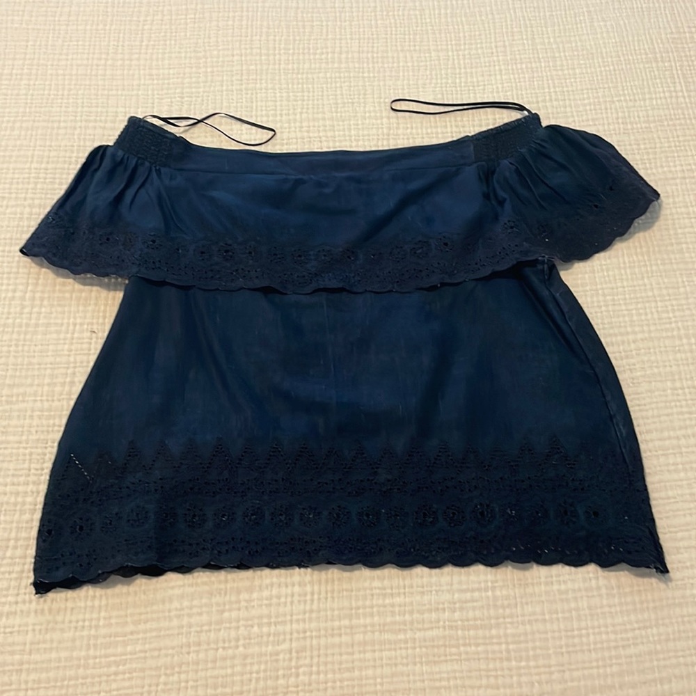 Off the shoulder, denim like material top